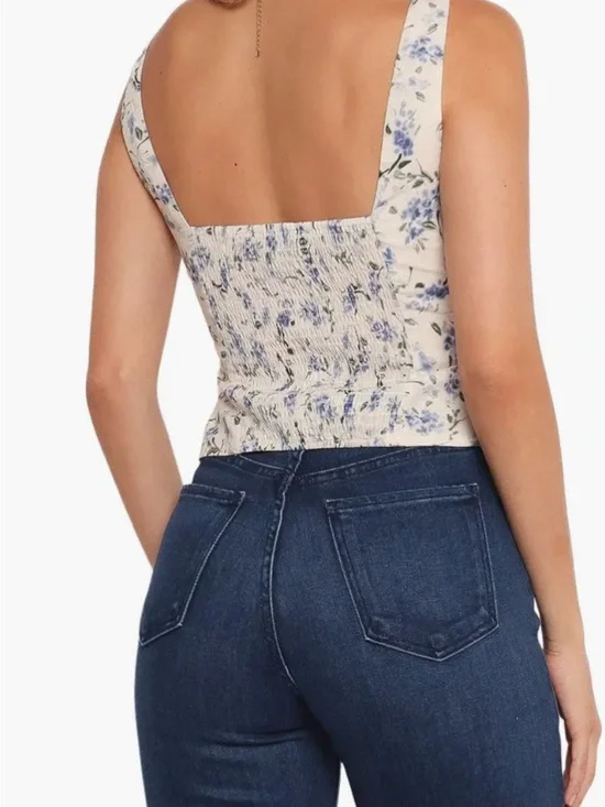 Petal + Pup Jia Floral Button Front Tank XS Sweetheart Smocked Back - Picture 3 of 8